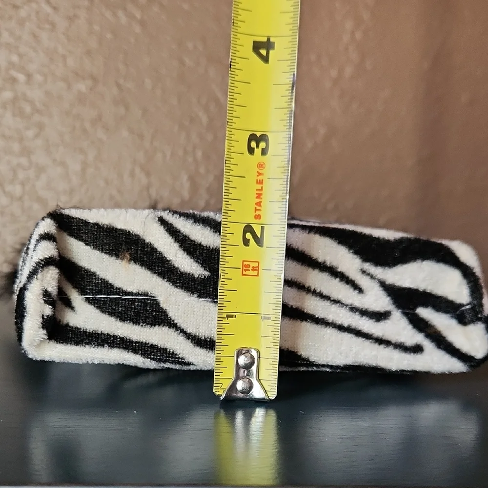 Zebra Print Gift Bag with Black Fur Trim